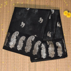 Semi Cotton Silk Black saree with jari boarder