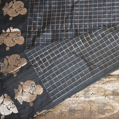 Semi Cotton Silk Black saree with jari boarder