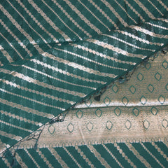 Semi Kora Silk Bottle green saree with jari boarder