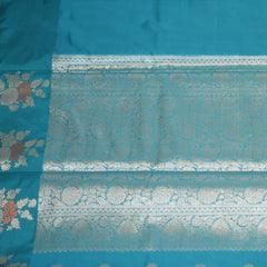 Semi Silk Rama green saree with jari boarder