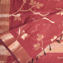 Semi Kora Silk Maroon saree with jari boarder