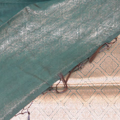 Semi Silk Cotton Bottle Green Saree with jari boarder