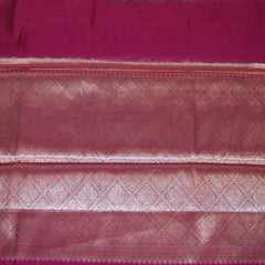 Semi Silk Cotton Rani pink saree with jari boarder