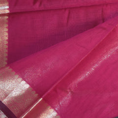 Semi Silk Cotton Rani pink saree with jari boarder