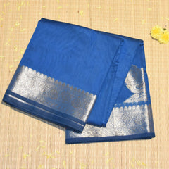 Semi Silk Cotton Blue saree with jari boarder