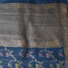 Dupion Silk Saree teal blue with jari boarder