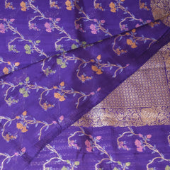 Dupion silk purple saree with jari boarder