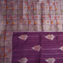 Duopin silk purple saree with jari boarder