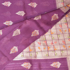 Duopin silk purple saree with jari boarder