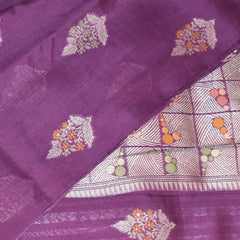 Duopin silk purple saree with jari boarder