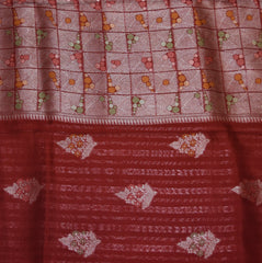Dupion silk red saree with jari boarder