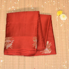 Benarasi crepe silk red saree with bird motifs