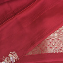 Banarasi Crepe Silk barbie pink with bird motifs