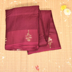 Benarasi Crepe Silk grape wine with flower motifs