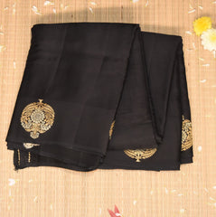 Benarasi Crepe Silk saree black saree with flower motifs
