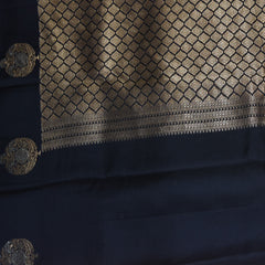 Benarasi Crepe Silk saree black saree with flower motifs