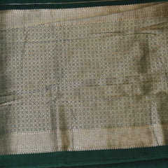 Benarasi Crepe Silk green saree flower motifs