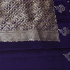 Benarasi Crepe Silk purple saree with flower motifs