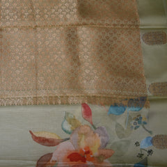 Mashroo silk light green with jari boarder