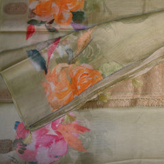 Mashroo silk light green with jari boarder