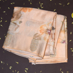 Masshroo silk light orange saree with jari motifs