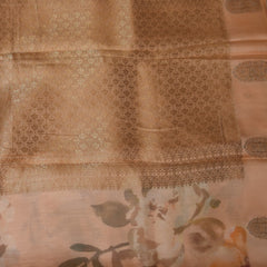 Masshroo silk light orange saree with jari motifs