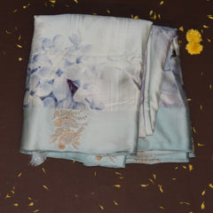 Mashroo silk sky blue saree with jari bird motifs