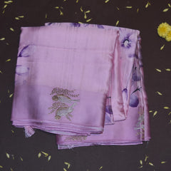 Mashroo silk light hot pink with bird motifs and jari boarder
