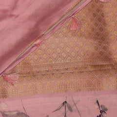 Mashroo silk light hot pink with bird motifs and jari boarder