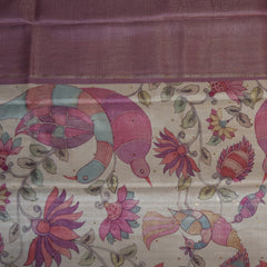 Semi Tussar half white saree with jari boarder