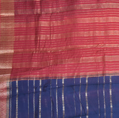 Semi Georgette navy blue saree with jari boarder