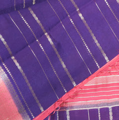 Semi Georgette purple saree with jari boarder