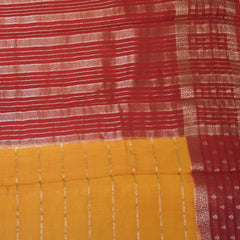 Semi Silk Cotton Yellow saree with red boarder