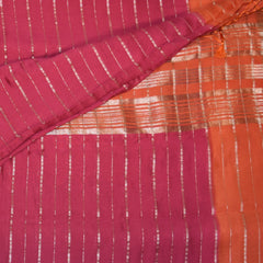 Semi Georgette rani pink saree with jari boarder