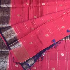 Semi Silk Cotton Pink saree with jari boarder