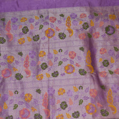 Dupion silk purple saree with paithani boarder