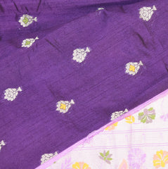 Dupion silk purple saree with paithani boarder