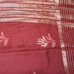 Soft tussar maroon saree with jari boarder