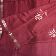 Soft tussar maroon saree with jari boarder