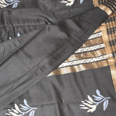 Soft Tussar black saree with jari boarder