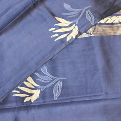 Soft Tussar Navy blue saree with jari boarder