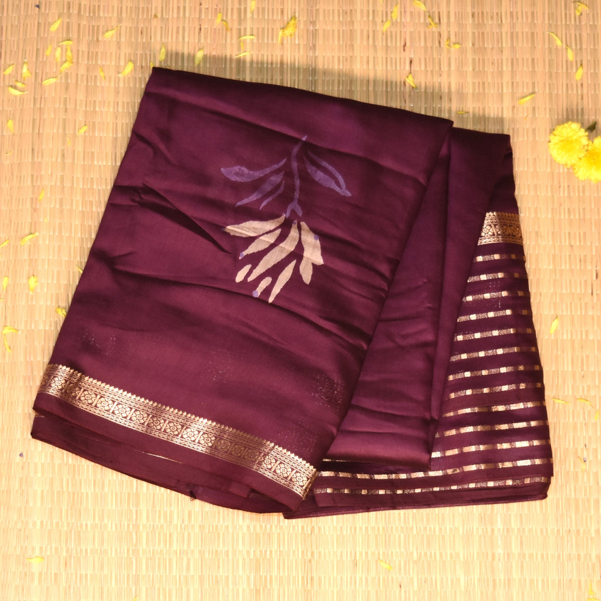 Soft Tussar purple saree with jari boarder