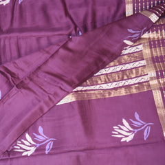 Soft Tussar purple saree with jari boarder