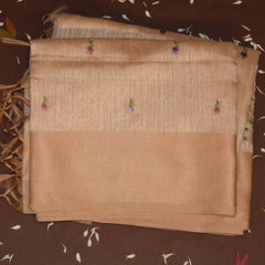 Jute silk  half white saree