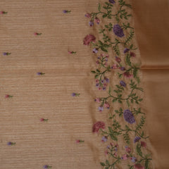 Jute silk  half white saree