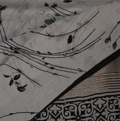 Semi Silk Cotton pure white saree with jari boarder