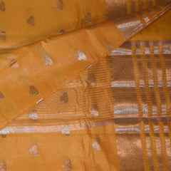Semi silk cotton yellow saree with jari boarder