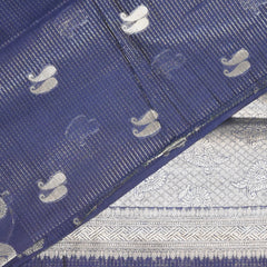 Semi Silk Cotton Navy blue saree with jari boarder
