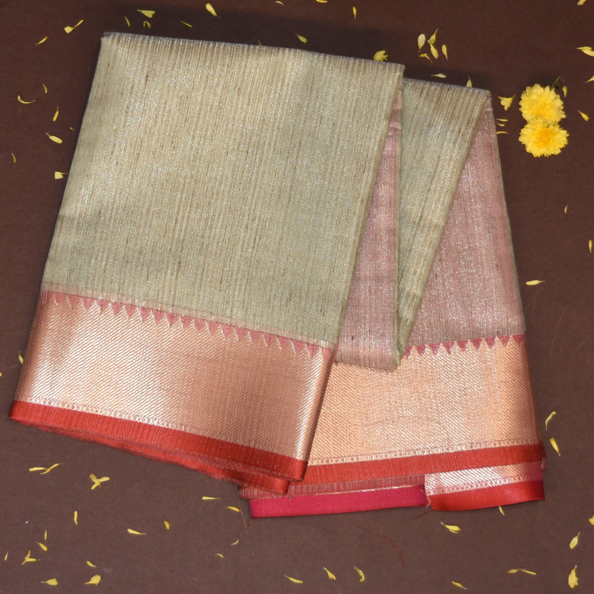 Jute silk sea green saree with jari boarder