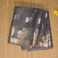 Semi Silk Cotton Blue saree with jari boarder
